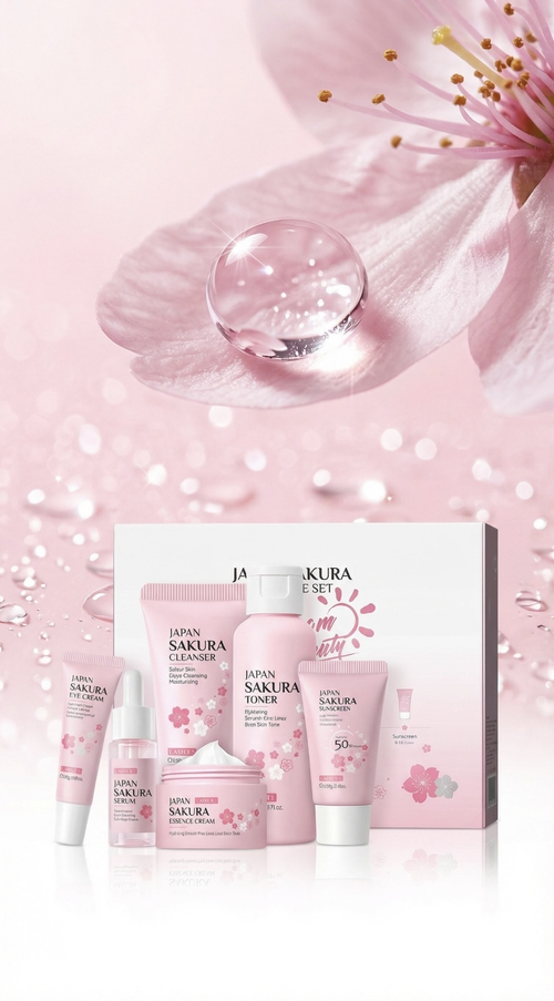 Coffret Soin Visage Japan Sakura – Routine Complète Hydratante & Éclat (6 Produits)